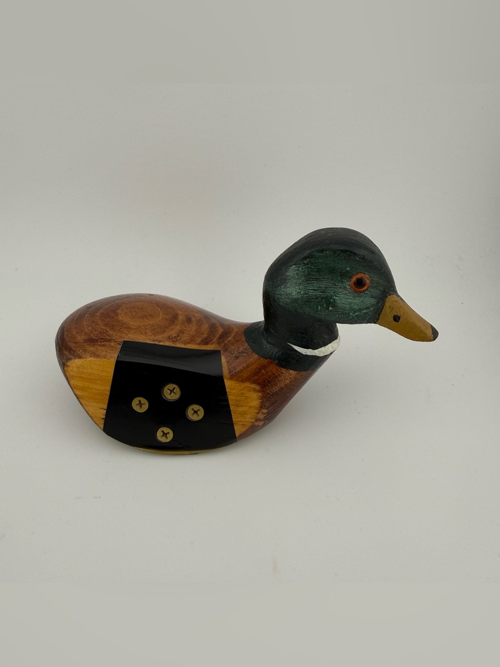 Vintage Duck Hand Carved Painted Wooden Golf Club Head Driver
